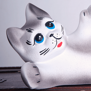 Копилка Кот Филя 28 см белый с серым матовый