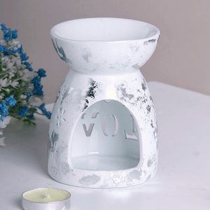 Аромалампа Классика 11 см Любовь белая с серебром