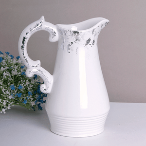 Ваза Кувшин Флер 17х23 см белая с серебром