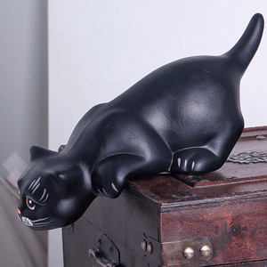 Кот на полку Хулиган 24 см чёрный матовый
