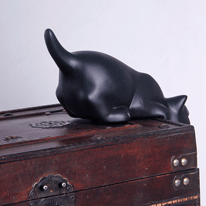 Кот на полку Хулиган 24 см чёрный матовый