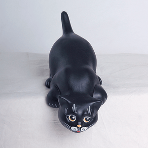 Кот на полку Хулиган 24 см чёрный матовый