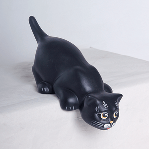 Кот на полку Хулиган 24 см чёрный матовый