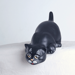 Кот на полку Хулиган 24 см чёрный матовый