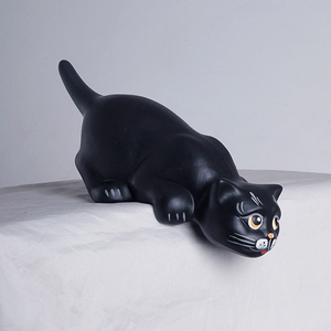 Кот на полку Хулиган 24 см чёрный матовый