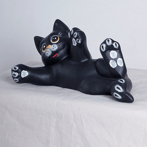 Кот Филя 28 см чёрный матовый