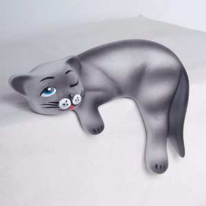 Кошка на полку Соня 19 см дымчатая матовая