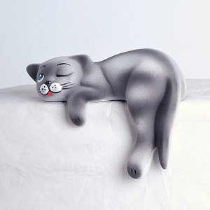 Кошка на полку Соня 19 см дымчатая матовая