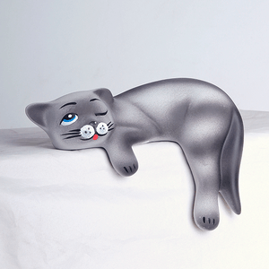 Кошка на полку Соня 19 см дымчатая матовая