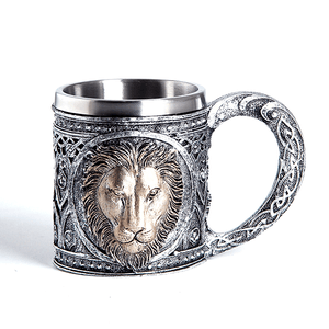 Кружка Молодой лев 430 мл черненое серебро и бронза