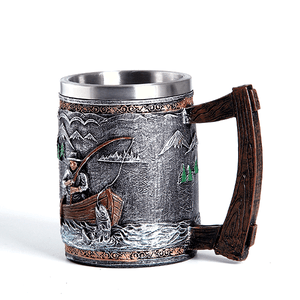 Кружка пивная Рыбак 600 мл черненое серебро