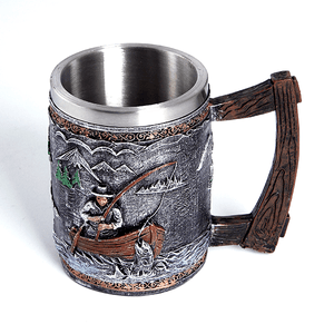 Кружка пивная Рыбак 600 мл черненое серебро