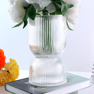 Ваза Песочные часы 20 см рельефная прозрачная