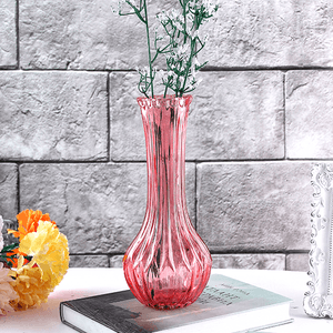 Ваза Кэтери 23 см рельефная красная прозрачная