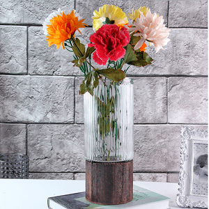 Ваза Герда 25 см Вивьен прозрачная на деревянном основании Премиум