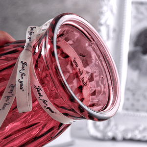 Ваза Призма 18 см с бантиком лиловая прозрачная