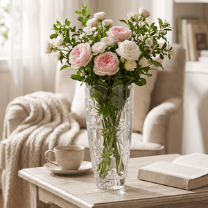 Ваза Лотос 20 см рельефная прозрачная