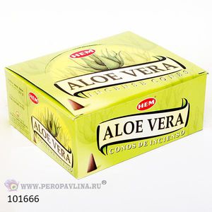 Благовония HEM конусы Алое  Вера Aloe Vera упаковка 12 шт