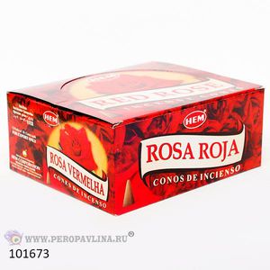 Благовония HEM конусы Красная Роза Red Rose упаковка 12 шт