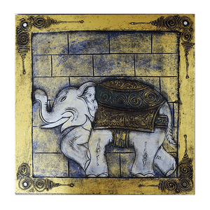 Столик сундук 40х40 см Слон золото албезия