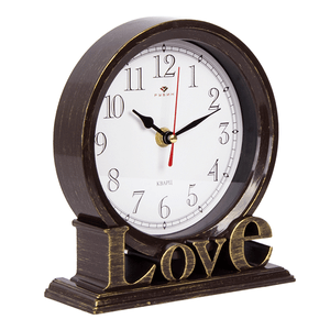 Часы каминные Love 17х19 см коричневые с золотом винтажные