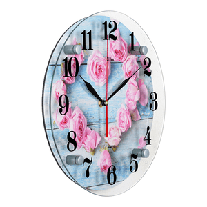 Часы картина Круг Розы на голубом 30 см