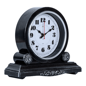 Часы каминные 30х26 см черные с серебром