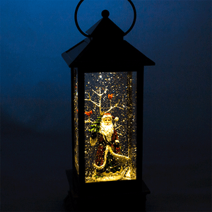 Новогодний фонарь с USB Дед Мороз с елкой 32 см подсветка музыка под бронзу