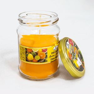Свеча ароматическая в банке Цитрусы 10 см оранжевая