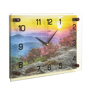 Часы картина 35х25 см Рассвет в горах