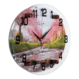 Часы картина Овал 35х25 см Весна в розовых тонах