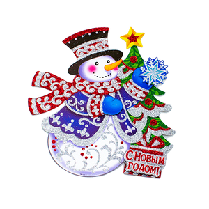 Набор новогодних украшений 4 шт Снеговик 25х28 см двусторонние объемные