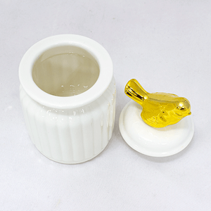 Баночка для чая Золотой соловушка 320 мл белая керамика