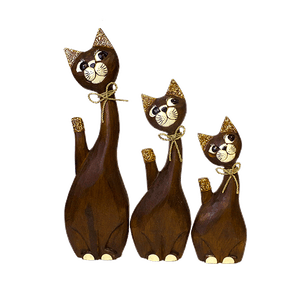 Кошки с бантиком Семья 50,40,30 см кофейные албезия