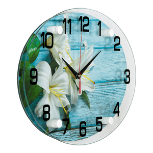 Часы картина Овал 35х25 см Лилии