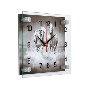 Часы картина Три белых коня 25,5х20 см