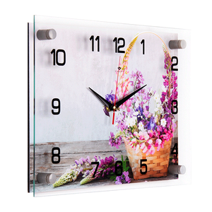 Часы картина 35х25 см Цветы в корзине