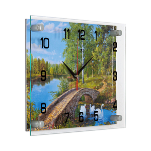 Часы картина Каменный мост в лесу 35х25 см