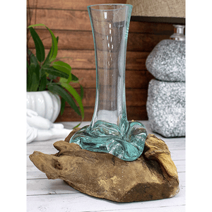 Ваза интерьерная на натуральном корне тика 16х22 см в ассортименте