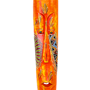 Маска настенная Тотем 100 см Две черепахи с элементами австралийской мозаики оранжевая албезия