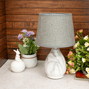 Лампа настольная Аврора 29 см под холодный мрамор абажур серый