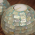 Подсвечники со свечами Три Жемчужины 12,10,7 см Мозаика натуральный перламутр с мятным цветом