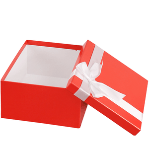 Подарочные коробки с лентой Набор 3 шт красные квадратные