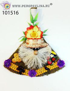 Домовой+Веник мал 18*20см ткань_солом/1шт