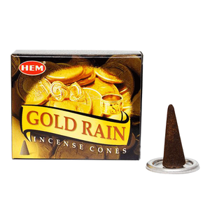 Благовония HEM конусы Золотой дождь Gold Rain упаковка 12 шт