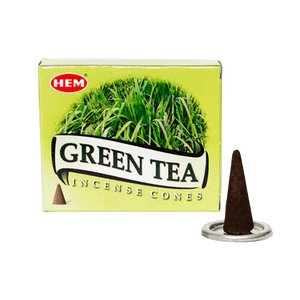 Благовония HEM конусы Зеленый чай Green Tea упаковка 12 шт