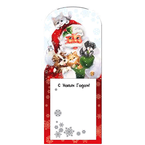 Блокнот магнитный 18 см Дед Мороз с котятами и щенками