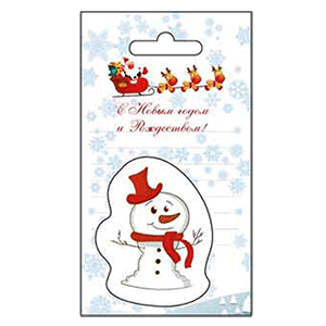 Магнит с открыткой 8х14 см Снеговик