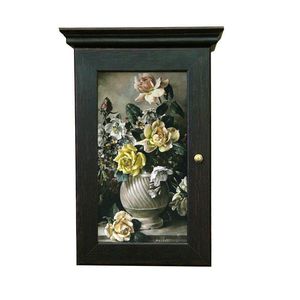 Ключница Классика на 5 крючков 20х28 см Розы в вазе венге