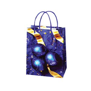 Пакет подарочный Ёлочные шары 11х14см синий